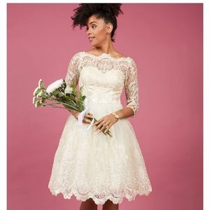Chi Chi London Cream Lace Midi Dress
